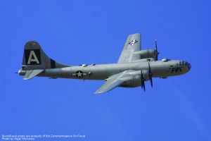 The Commemorative Air Force’s B-29, Fifi, flies in the clear Texas skies.