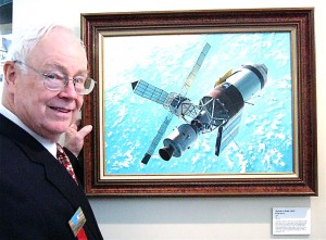 Keith Ferris, an ASAA founder and former president, exhibits his painting, “Skylab.”