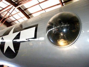 Specially designed Plexiglass windows are installed on the sides of the B-29 Superfortress, allowing excellent visibility for the aircrews on board.